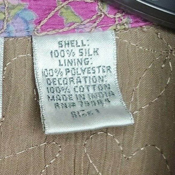 Rare Chicos %100 Silk Lining Violet Purple Multicolored Floral Sewn Women Blazer - Picture 4 of 10